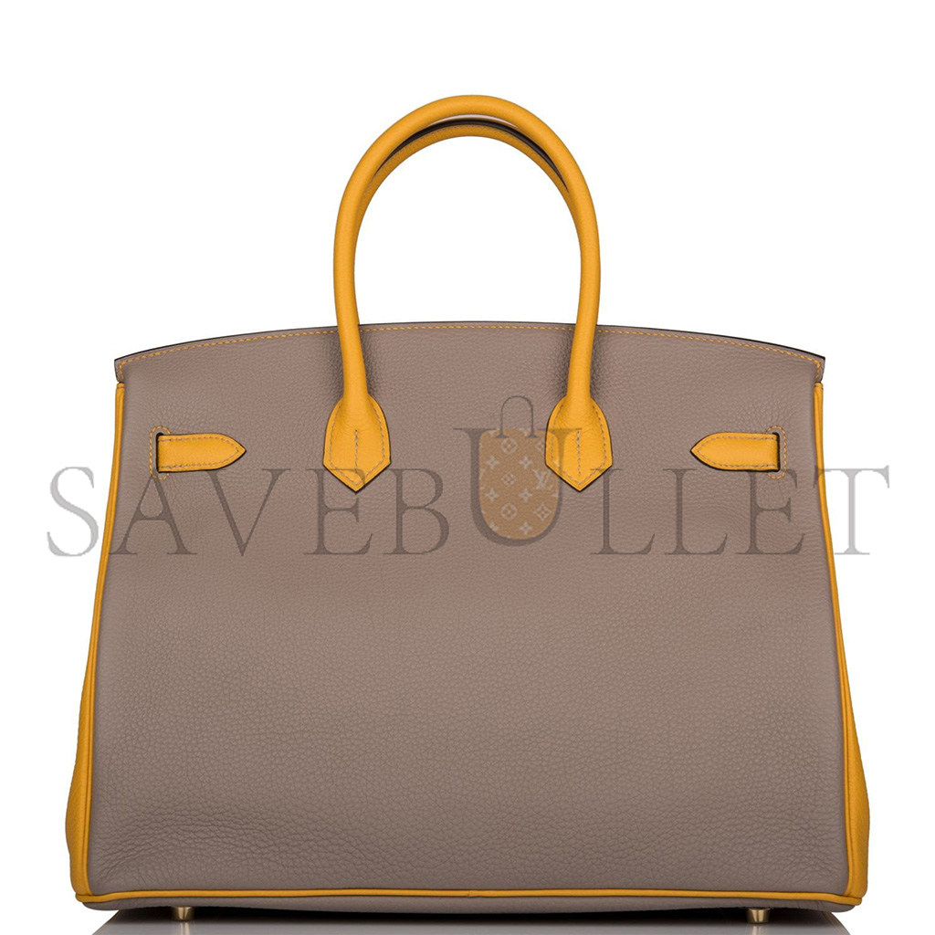 HERMES MASTER BIRKIN 30 EPSOM TRENCH COAT GREY AND AMBER SILVER BUCKLE BAG H028369CK65 (30*23*15cm)